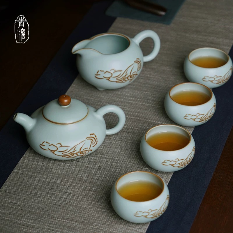 Handmade Ru Kiln Tea Set